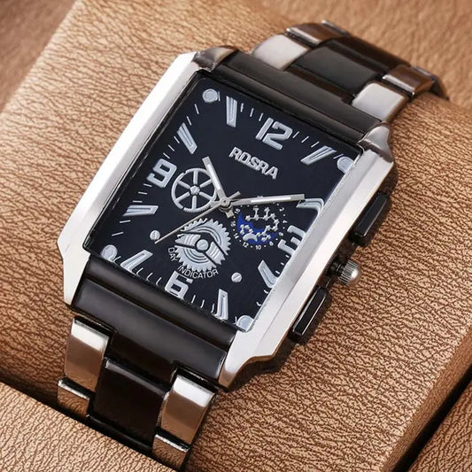 Men Watches Steel Fashion Elegant Rectangle Dial