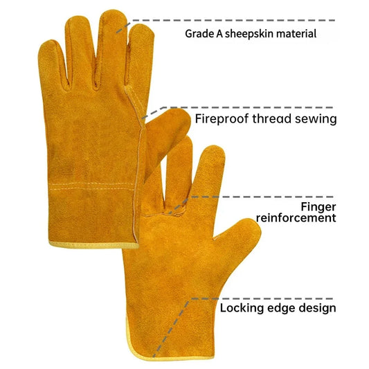 Work Gloves Sheepskin Leather Workers Work Welding Safety Protection