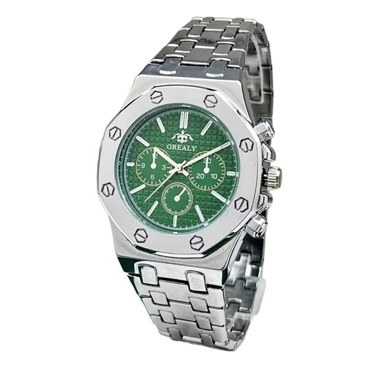 Trendy Fashion Steel Belt Three-Eye Quartz Watch