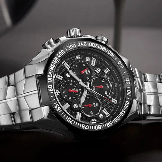 Top Brand Luxury Military Full Steel Chronograph Wristwatch