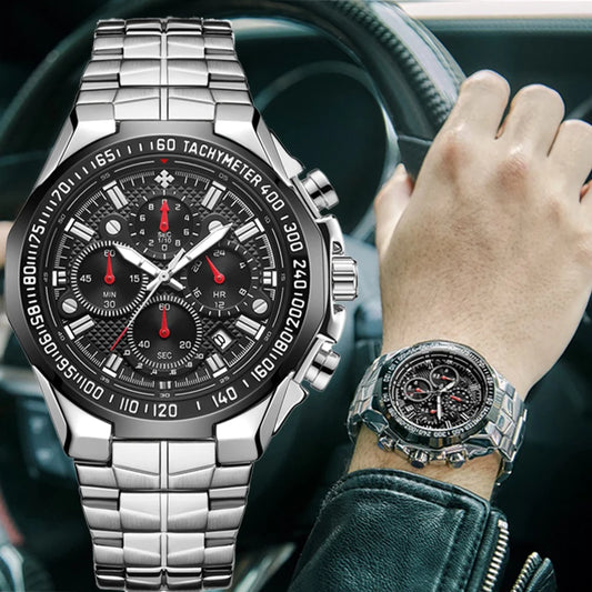Top Brand Luxury Military Full Steel Chronograph Wristwatch
