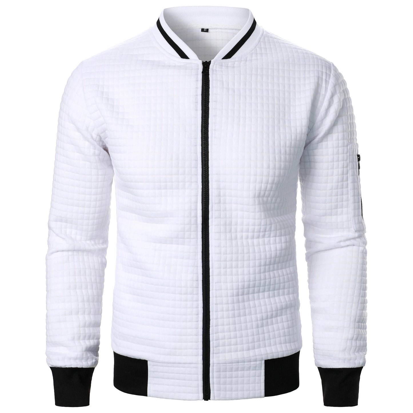 Men's new zipper stand collar hoodie coat men's casual plaid cardigan hoodie