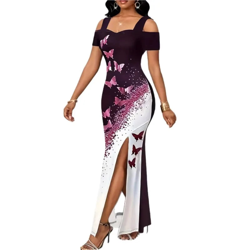 Slit Dress Vestidos Dresses 2026 Woman Women's Clothing Butterfly Printed