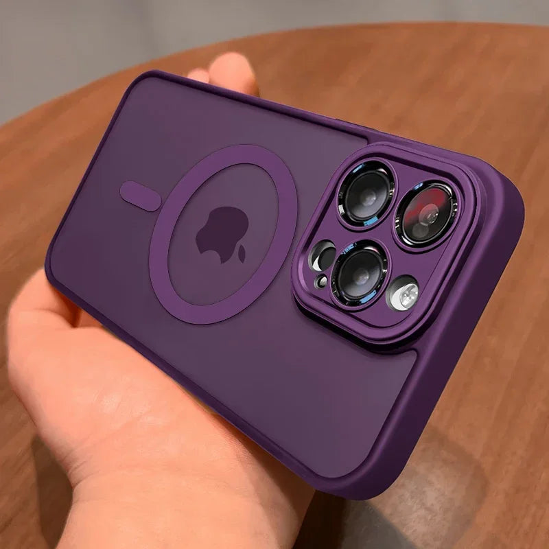 Magnetic Luxury Lens Protector Matte Translucent Case For iPhone 17 18 16 15 14 13 12 Pro Max