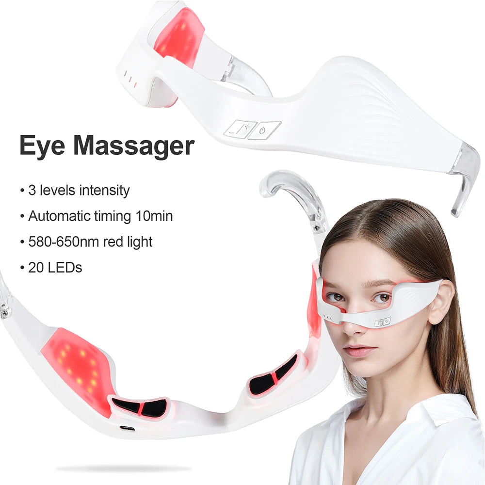 Electric Eye Massager Under-Eye Glasses Massager Eye Fatigue Relief Massager Red Light Relieves