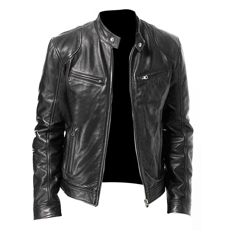 2026 Motorcycle Leather Jackets Man Casual Fashion Motorcycle Coat Slim Fit