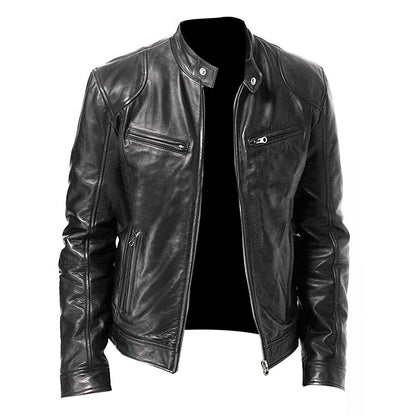 2026 Motorcycle Leather Jackets Man Casual Fashion Motorcycle Coat Slim Fit