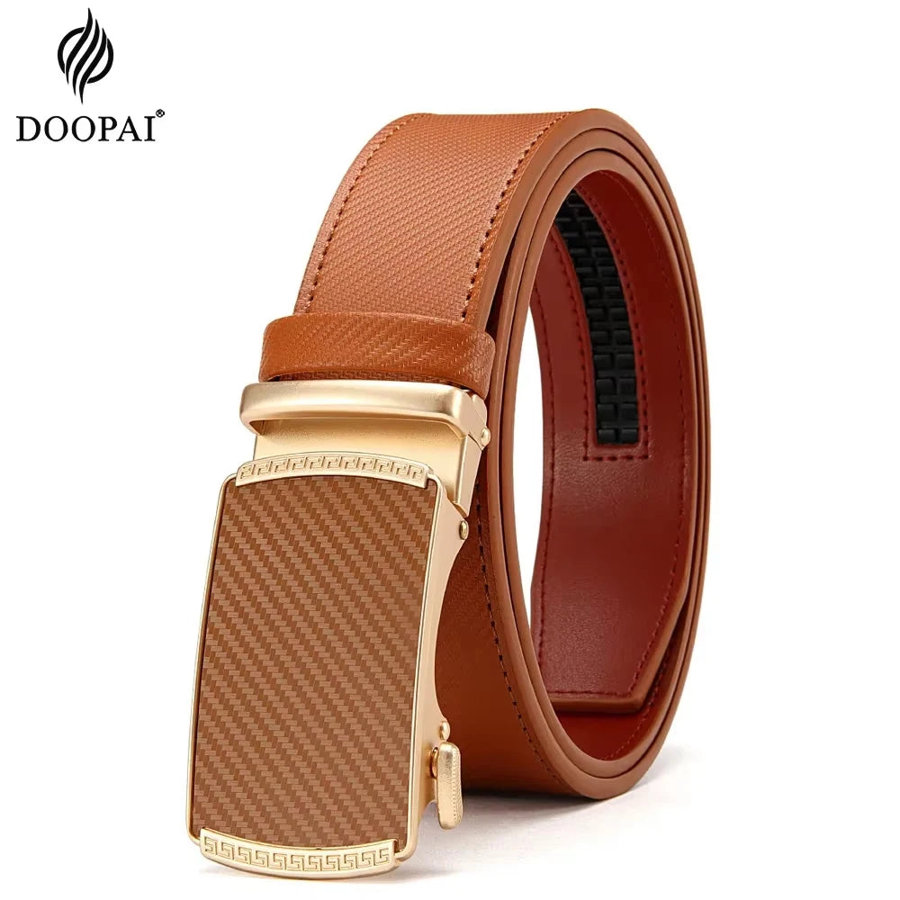 New Business Men's Alloy Square Buckle Belt Men's Luxury Designer High Quality Leather