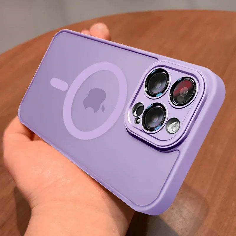 Magnetic Luxury Lens Protector Matte Translucent Case For iPhone 17 18 16 15 14 13 12 Pro Max