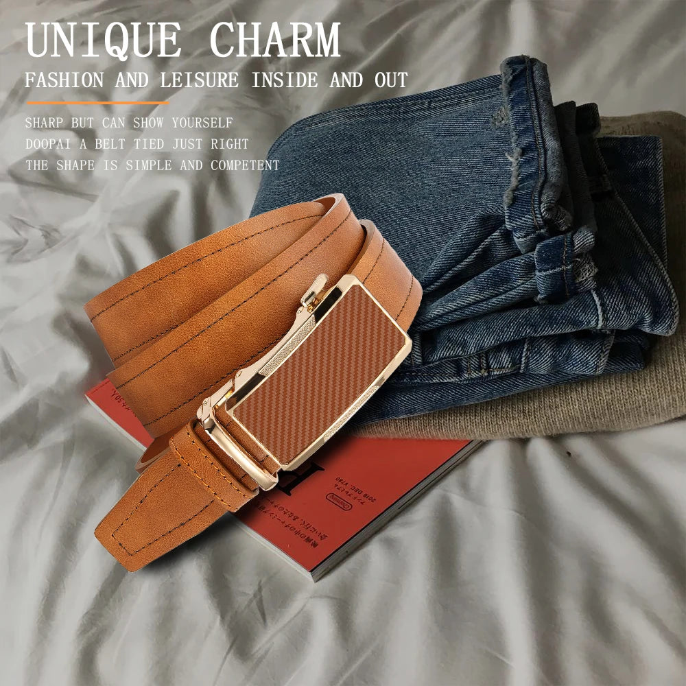New Business Men's Alloy Square Buckle Belt Men's Luxury Designer High Quality Leather