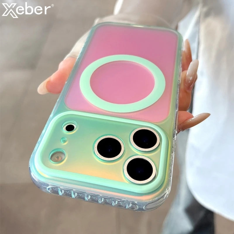 iPhone 15 16 17 Pro Max Magnetic Wireless Charging Hard PC Bumper Cover