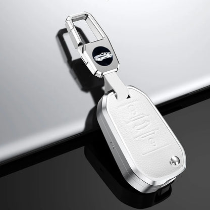 Alloy Leather Car Folding Key Case Full Cover