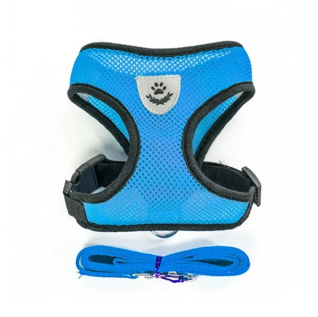 Cat Dog Harness with Lead Leash Adjustable Vest Polyester Mesh Breathable