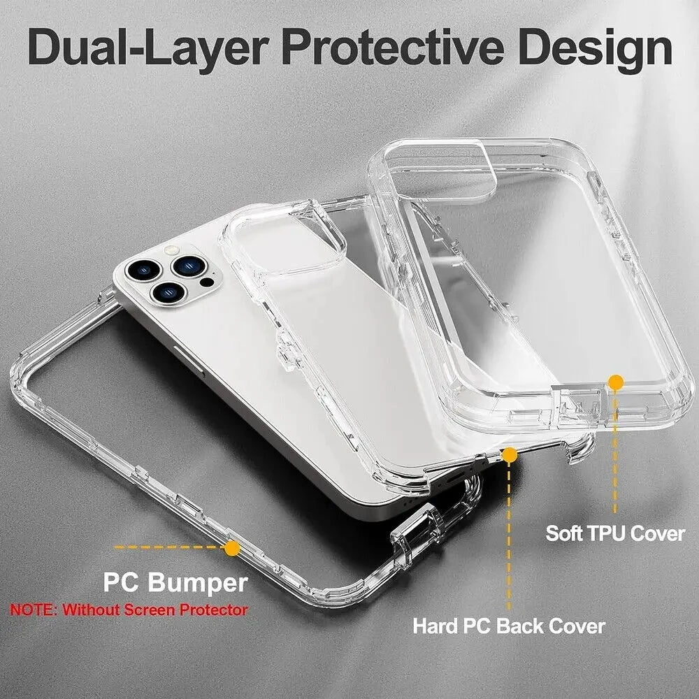 3 IN1 For iPhone 17 16E 15 14 16 PLUS 11 17 Pro MAX Armor Hard Cover