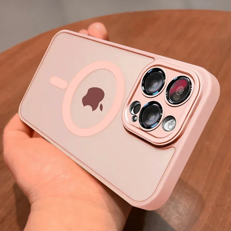 Magnetic Luxury Lens Protector Matte Translucent Case For iPhone 17 18 16 15 14 13 12 Pro Max