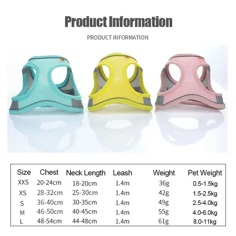 Cats Dog Accessories Small Dog Collar Safety Vest Pet Chest Rope Dogs Cover Breathable