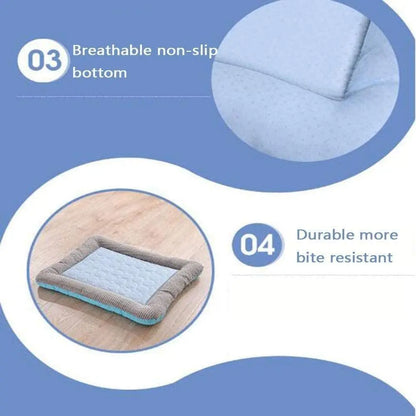 Pet Cooling Mat for Dogs & Cats – Breathable Ice Silk Pad, Machine Washable, S/M/L