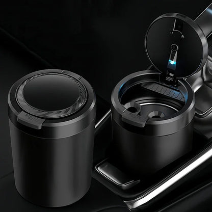 Car Ashtray With LED Light Universal Alloy Retardant Cigarette Holder Ash Tray