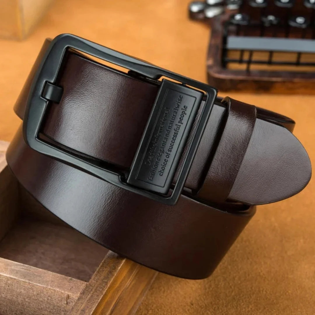New Men's Leather Belt, Black Buckle, New Style and Fashionable