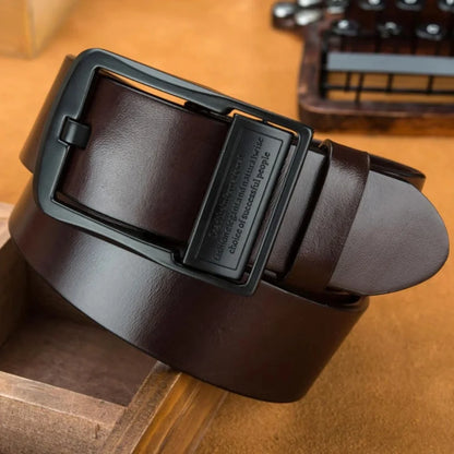 New Men's Leather Belt, Black Buckle, New Style and Fashionable