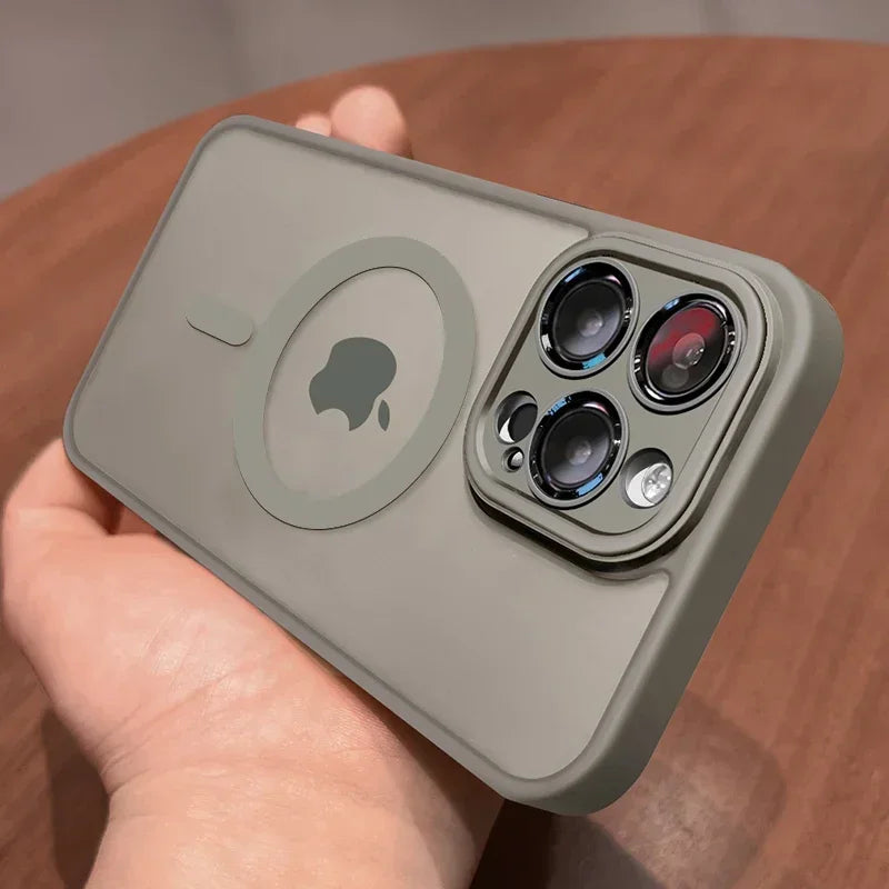Magnetic Luxury Lens Protector Matte Translucent Case For iPhone 17 18 16 15 14 13 12 Pro Max