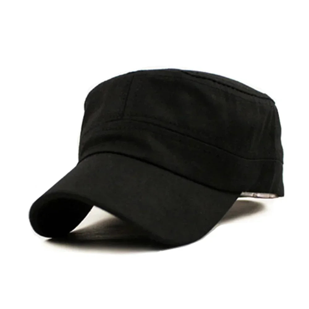 Military Hat for Men Women Summer Outdoor Breathable Flat Top Light Sun Protection Cap
