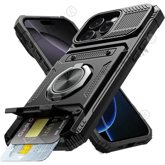 Case For iPhone 17 16 15 14 Pro Max 16 Plus Magnetic Rotated Ring