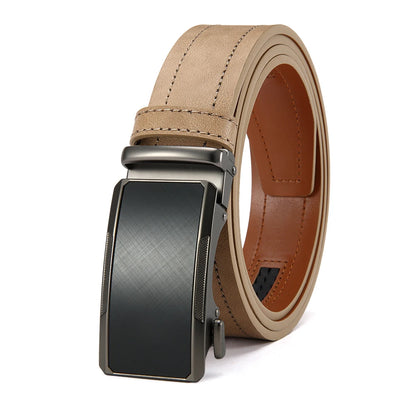 New Business Men's Alloy Square Buckle Belt Men's Luxury Designer High Quality Leather