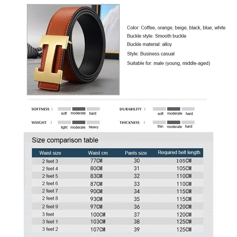 2026 New Casual Men's Belt High Quality Designer Genuine Second Cow Leather