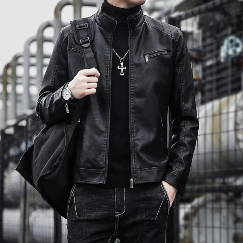 Men Leather Suit Jacket Men Slim Fit Short Coat Men Fashion Leather jacket