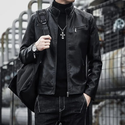 Men Leather Suit Jacket Men Slim Fit Short Coat Men Fashion Leather jacket