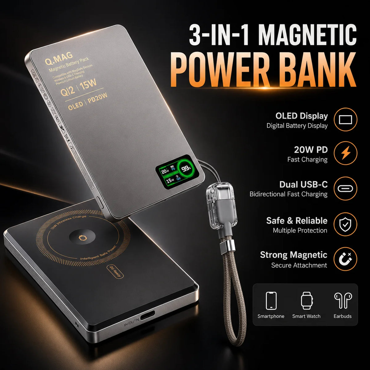 Wireless Magnetic Powerbank Fast Charing