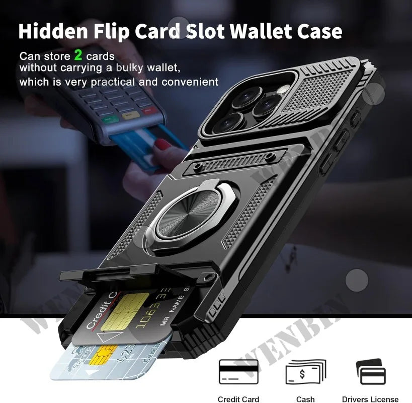 Case For iPhone 17 16 15 14 Pro Max 16 Plus Magnetic Rotated Ring