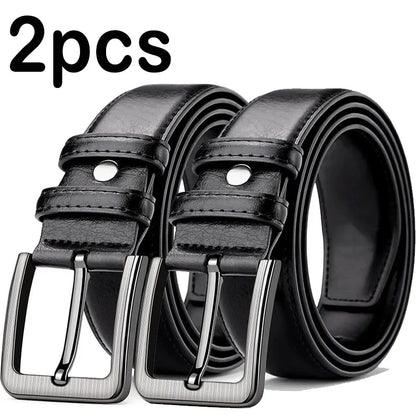 2pcs High Quality Leather Men's Belt for Casual and Business