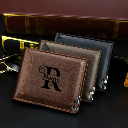 Personalized Wallet for Men Custom Wallets Leather Wallet Bifold Custom Gifts for Dad/Husband