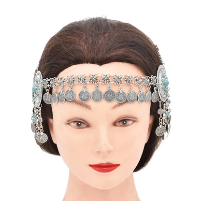Vintage Coins Headband Head Chains Headpiece Afghan Turkish Charms Female Hair Jewelry