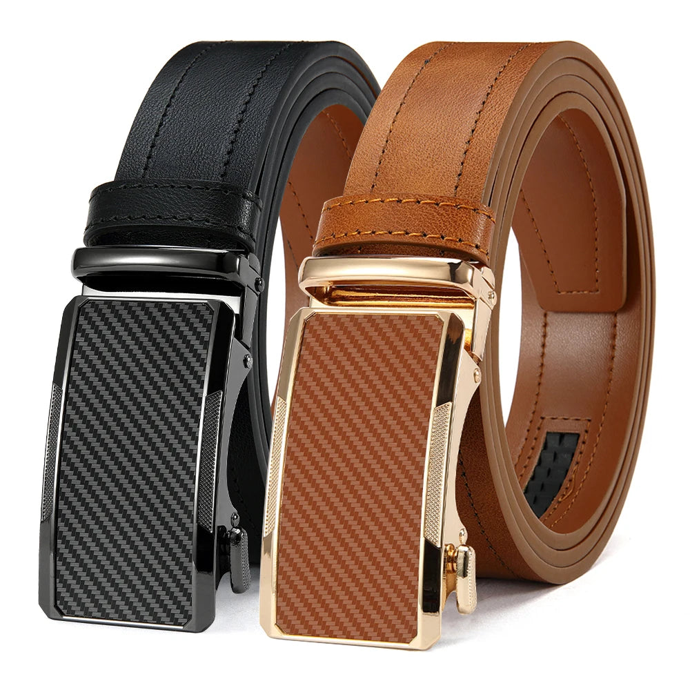 New Business Men's Alloy Square Buckle Belt Men's Luxury Designer High Quality Leather