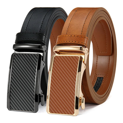 New Business Men's Alloy Square Buckle Belt Men's Luxury Designer High Quality Leather