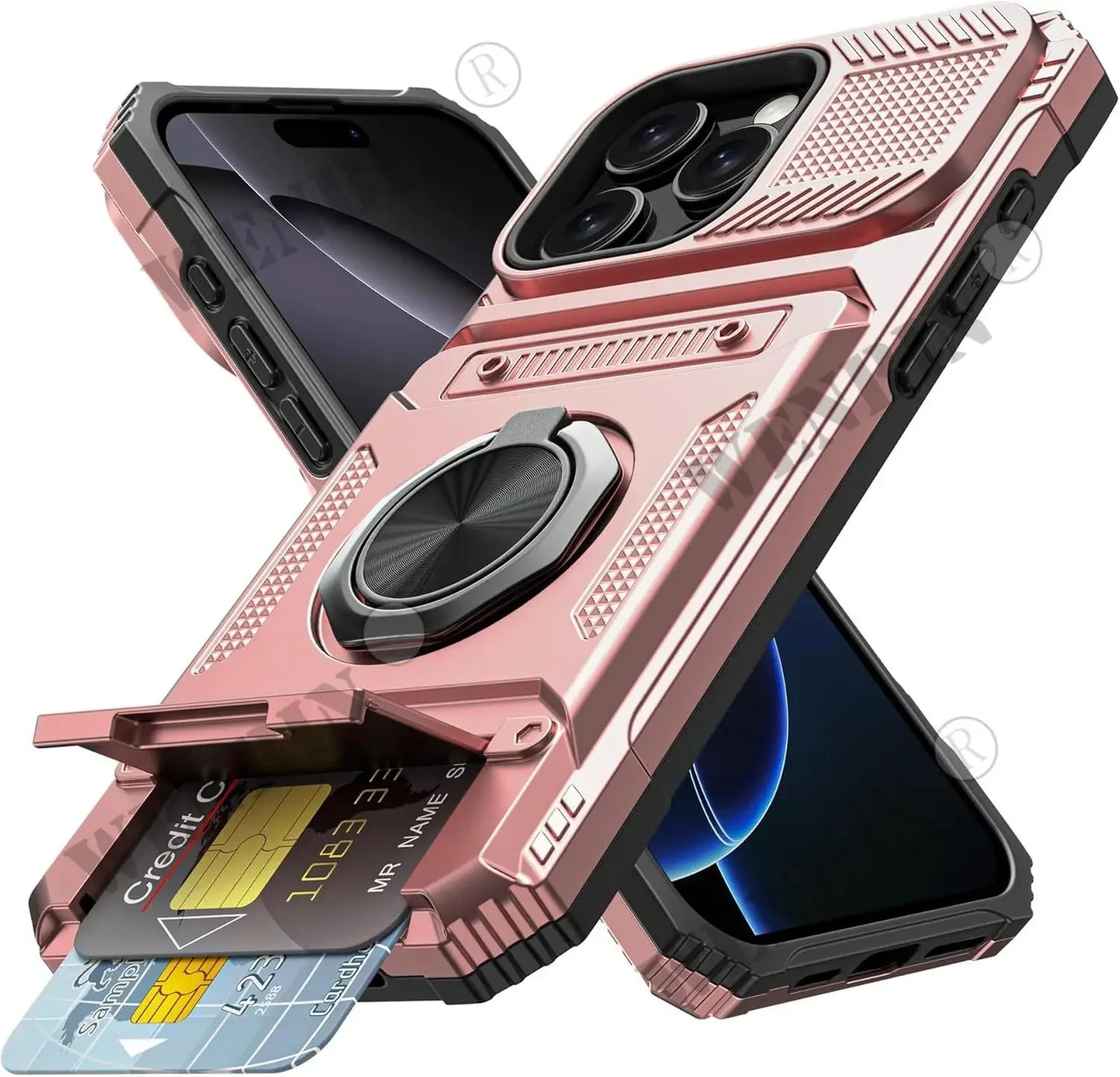 Case For iPhone 17 16 15 14 Pro Max 16 Plus Magnetic Rotated Ring