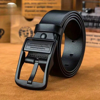 New Men's Leather Belt, Black Buckle, New Style and Fashionable