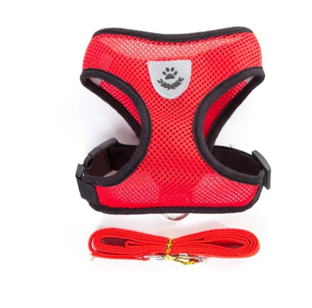 Cat Dog Harness with Lead Leash Adjustable Vest Polyester Mesh Breathable