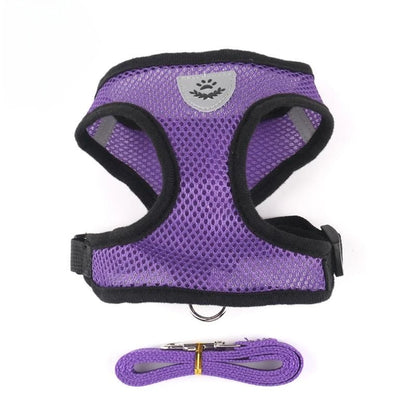 Cat Dog Harness with Lead Leash Adjustable Vest Polyester Mesh Breathable