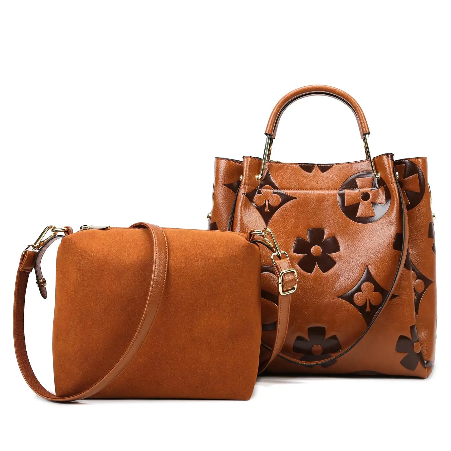 Top Handle Handbag Set Large Shoulder Bag Vegan Leather Ladies