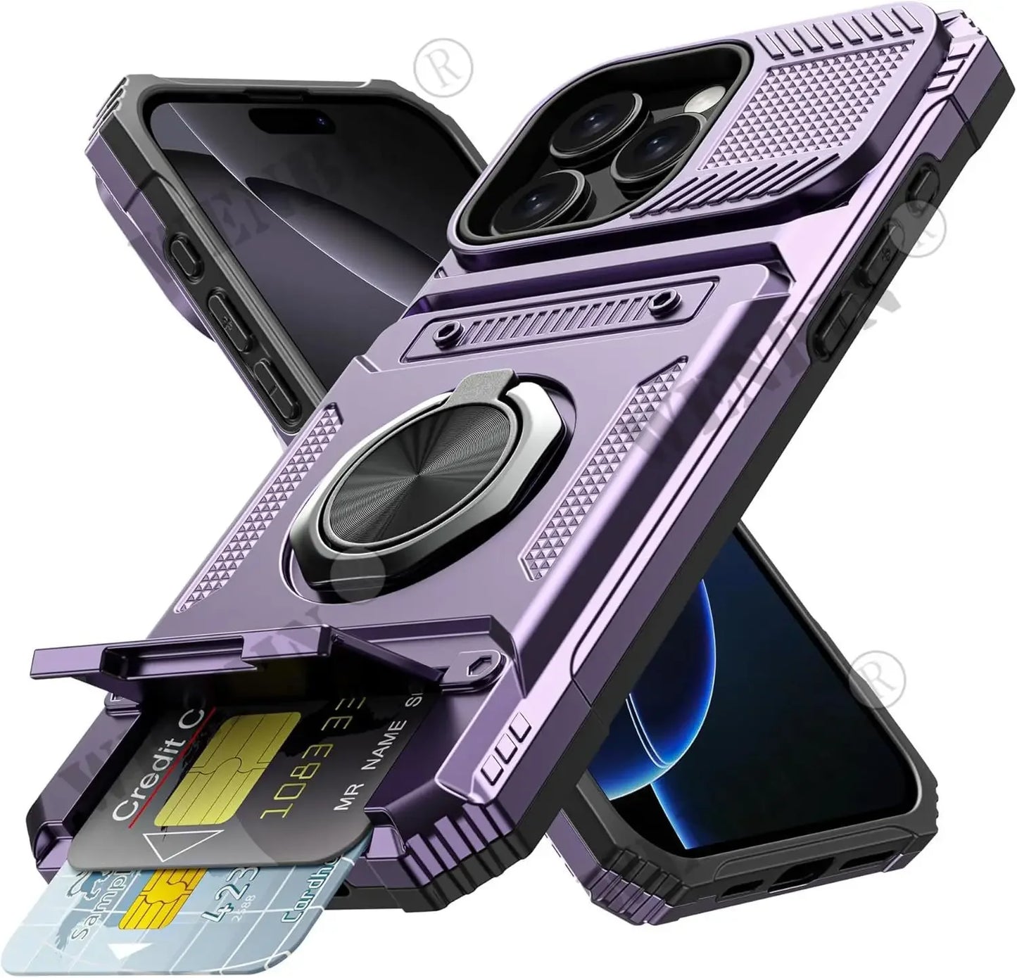 Case For iPhone 17 16 15 14 Pro Max 16 Plus Magnetic Rotated Ring