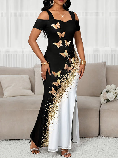 Slit Dress Vestidos Dresses 2026 Woman Women's Clothing Butterfly Printed