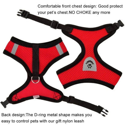 Cat Dog Harness with Lead Leash Adjustable Vest Polyester Mesh Breathable