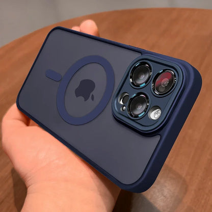 Magnetic Luxury Lens Protector Matte Translucent Case For iPhone 17 18 16 15 14 13 12 Pro Max