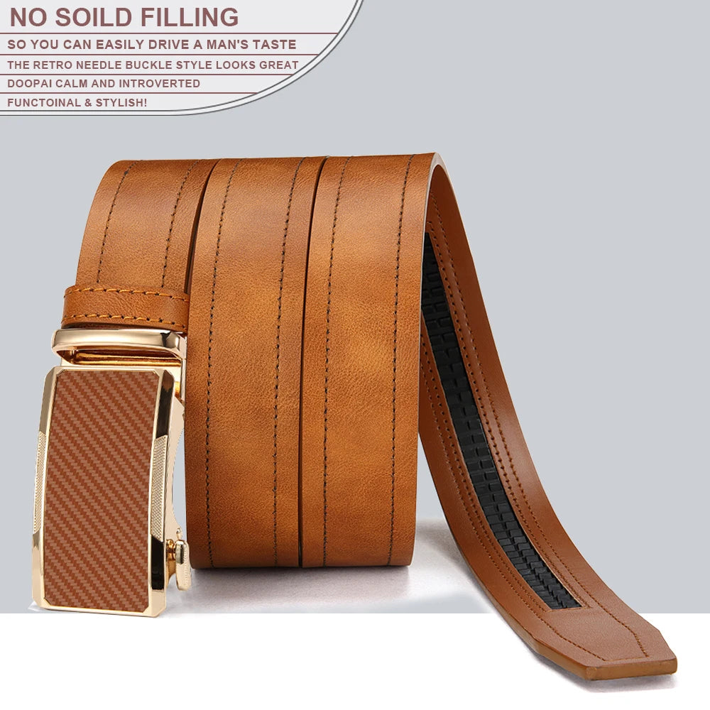 New Business Men's Alloy Square Buckle Belt Men's Luxury Designer High Quality Leather