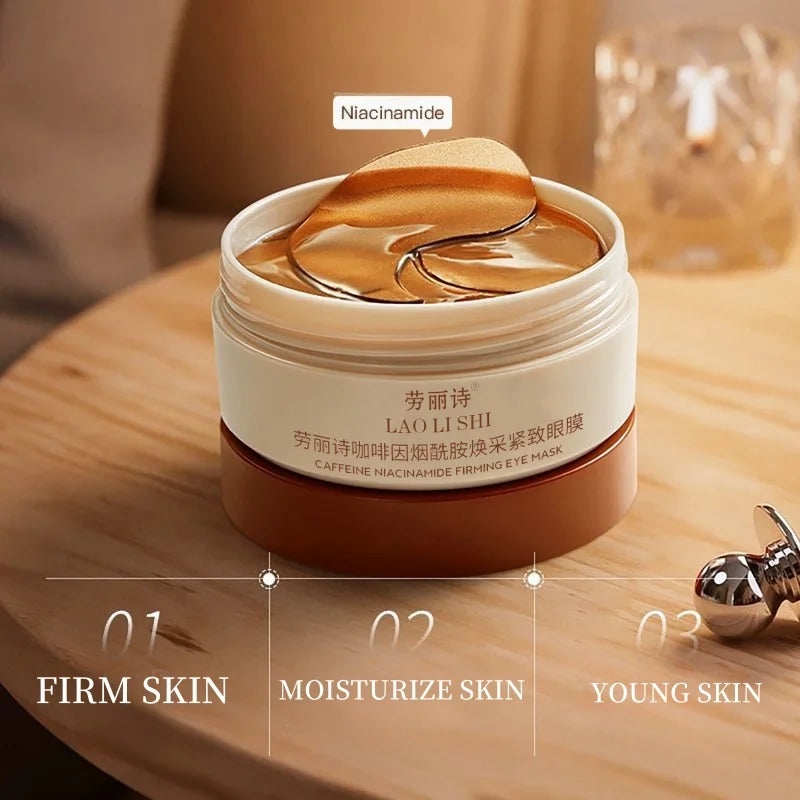 A Box of 60 Caffeine and Niacinamide Revitalizing and Firming Eye Masks, One Mask Can Be Used for the Entire Face, Releasing Eye Strain at Any Time