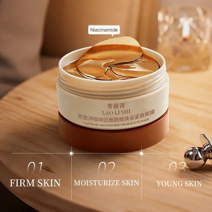 A Box of 60 Caffeine and Niacinamide Revitalizing and Firming Eye Masks, One Mask Can Be Used for the Entire Face, Releasing Eye Strain at Any Time